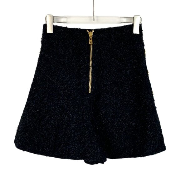 Balmain Black Textured Knit Shorts With Gold Button Detail & Side Zipper Size 34 - Picture 8 of 8